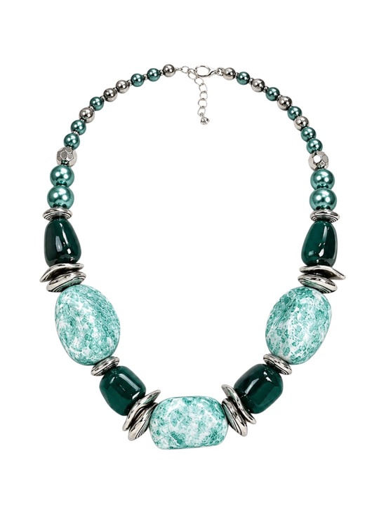paparazzi Jewelry - Paparazzi Glaze of Glory Teal & White Speckled Bead Necklace